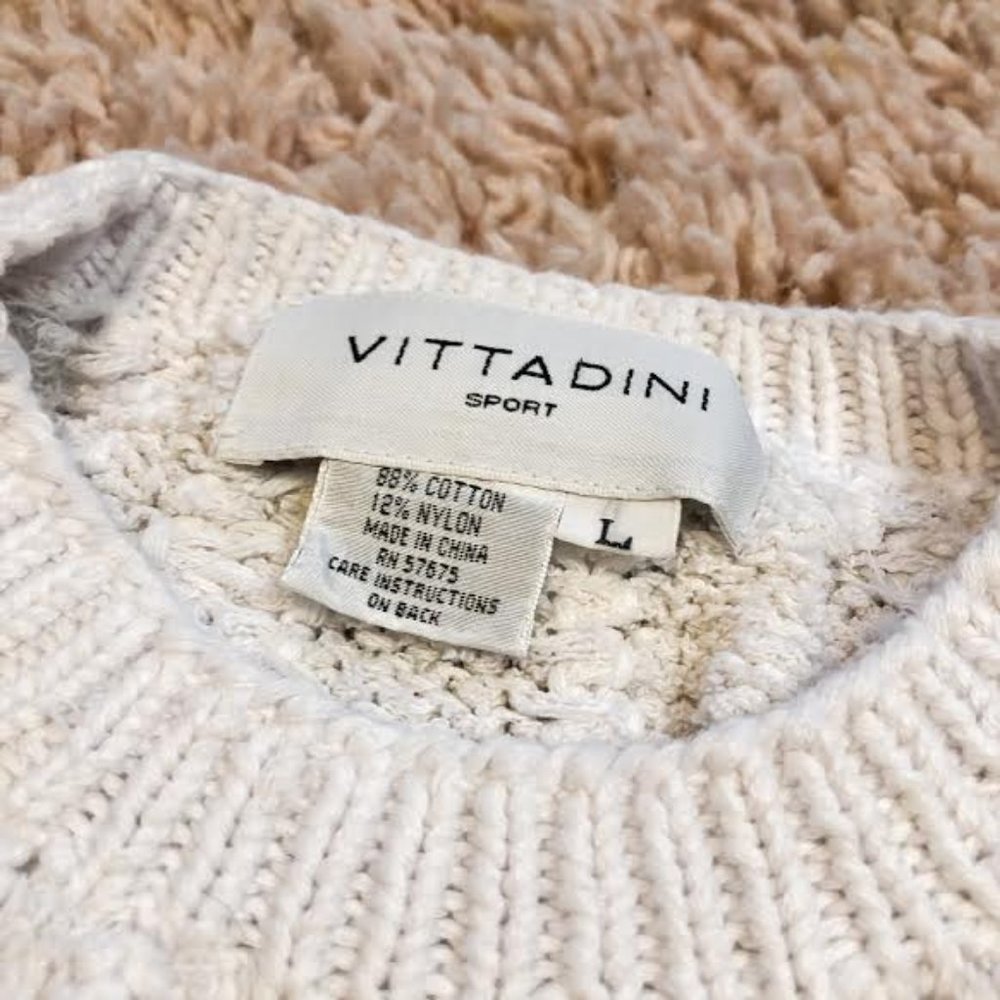 Vintage Vittadini White Knit Long-Sleeve Sweater - Picture 6 of 9